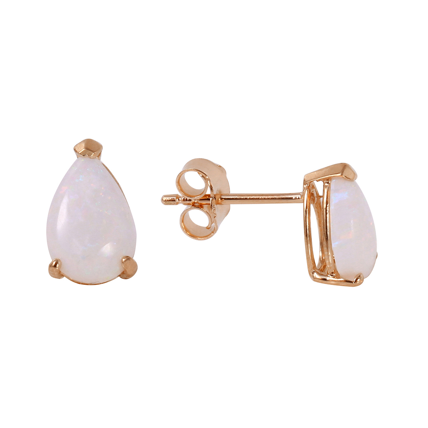 14k Solid Gold Stud Earring With Natural Opals Rose Gold 689$